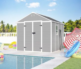 Campcraft 8*8ft resin storage shed, high quality pp material, strong structure, waterproof, rust and UV proof, large storage space