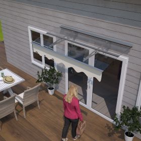 5934W Series Door Window Awning Canopy W59"xD34" Made of 0.137Inch /3.5mm Thick Virtually Crystal Solid Polycarbonate Sheet with Polyester Valanc