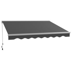 Outsunny 13' x 10' Electric Awning with LED Lights, Retractable Awning, UV40+ Sun Shade Shelter with Remote Controller and Crank Handle for Deck