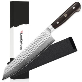 8.5 Inch Kiritsuke Knife, Professional VG10 Damascus Steel Chef Knife With Hammered Blade, Ultra Sharp Kitchen Slicing Knife With Ebony Wood Hand