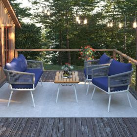4-Piece Patio Furniture Set, Outdoor Furniture with Acacia Wood Table