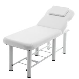 Professioanl Massage Table , Backrest Adjustable, Removable Headrest, Bottom Shelf Storage , Memory Foam Layer Salon Bed,White (Color: White)