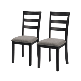 Farmhouse Style Dining Chairs Set Of 2, Wooden Kitchen Chairs, Solid Wood Legs, High Ladder Back, Non-Slip Foot Pads, Sturdy Design, 275lbs Capac (Color: Black)