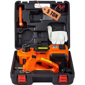 VEVOR Electric Car Jack, 5 Ton 11023 LBS Hydraulic Jack With Electric Impact Wrench, Portable Car Lift With Built-in Inflatable Pump, And LED Lig (Color: Orange)