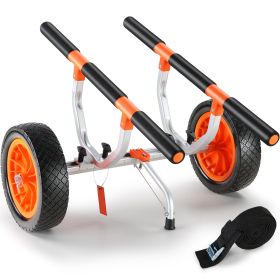 VEVOR Heavy Duty Kayak Cart, 450lbs Load Capacity, Detachable Canoe Trolley Cart With 12'' Solid Tires, Adjustable Width & Nonslip Support Foot, (Color: Black)