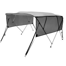 VEVOR 4 Bow Bimini Top Boat Cover, Detachable Mesh Sidewalls, 600D Polyester Canopy With  Aluminum Alloy Frame, Includes Storage Boot, 2 Straps, (Color: Grey)