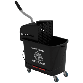 HOMCOM Mop Bucket With Wringer On Wheels For Floor Cleaning, 21 Quart, Separate Dirty And Clean Water, Black (Color: Black)