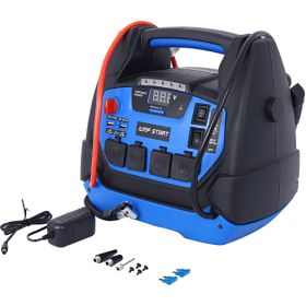 Rechargeable Jump Starter For Gas Diesel Vehicles - 1800 Amps With Air Compressor And AC, 12V DC, USB Power Station (Option: BlackBlue)