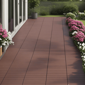 2FT Patio Deck Tiles, DIY Module Interlocking Decking Tiles Floor Tile,Easy And Quick Installation Court Tiles For Porch Poolside Outdoor And Ind (Option: Brown Red)