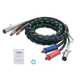 VEVOR 15FT Semi Truck Air Lines Kit, 3-in-1 Air Hoses & ABS Power Line For Semi Truck Trailer Tractor, 7-Way Plug Electrical Cord Cable And Rubbe (Color: Black)
