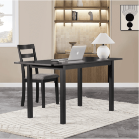 59 Extendable Dining Table, Modern House Dining Room Table For 4-8, Wooden Kitchen Table , Dining Room, Working Office, Home Living Room Furnitur (Color: Black)