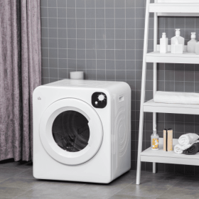 HOMCOM Portable Clothes Dryer, 120V 1300W Compact Laundry Dryer With Intelligent Drying, 3.2 Cu.ft Stainless Steel Drum, Front Load Electric Drye (Color: White)