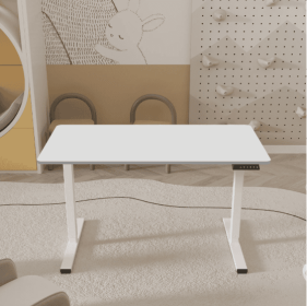 Electric Standing Desk Adjustable Height Desk Home Office Computer Workstation Sit Stand Up Desk (Color: White)