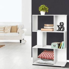 White Three-layer Simple Household Bookshelf (Option: Cream White)