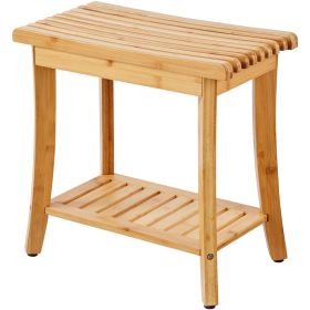 VEVOR Bamboo Shower Bench 19.1 X 11.3 X 18.3 In Shower Stool Chair For Bathroom (Color: Yellow)