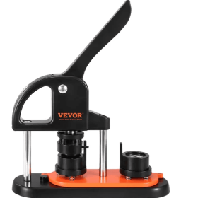 Button Maker Machine, 0.98 Inch 25mm Pin Maker With 500pcs Button Parts, Button Maker With Panda Magic Book, Ergonomic Arc Handle Punch Press Kit (Option: Black orange)