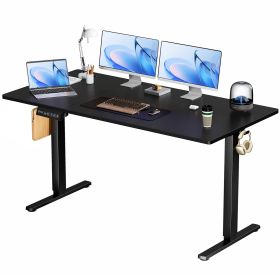 Electric Adjustable Height Standing Desk Sit To Stand Up Desk With Splice Board, Rising Home Office Computer Table With 2 Hook And Wire Hole For (Option: Black63x24)