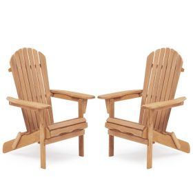 Wooden Outdoor Folding Beach Chair Two-piece Set (Option: Light Brown)