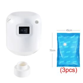 Powerful Vacuum Pump Clothes Storage Bag 55W Folding Compressed Electric Sealer Machine Vacuum Bag Space Saver Travel Organizer (Color: 1xPump and 3x Bags, Ships From: China)