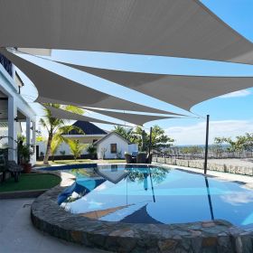 Artpuch Custom Size Dark Grey Sun Shade Sail Triangle Canopy 185 GSM Durable Fabric UV Block Awning for Outdoor Patio Garden Backyard (Customized (Color: Dark Grey, size: 16X25X25)