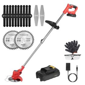 Electric Cordless Grass Trimmer Rechargeable Lawn Mower Weed Cutter with Alloy Saw Blade 2 Alloy Blades 5 Plastic Blades 2 Rechargeable Batteries (Type: TrimmerSet)