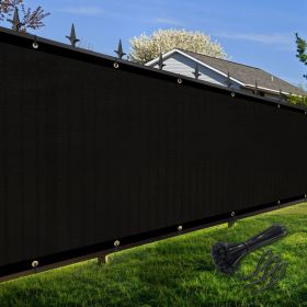 Artpuch Privacy Fence Screen Black Customized Outdoor Mesh Panels for Backyard, Balcony,Patio,Construction Site with Zip Ties (Color: Black, size: 8x35 ft)