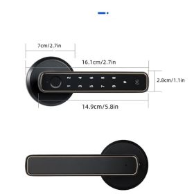 Tuya Fingerprint Door Lock With Lock Smart Fingerprint Door Handle With App Control And Key Biometric Door Lock, Fingerprint Door Lock For Bedroo (Color: Black)