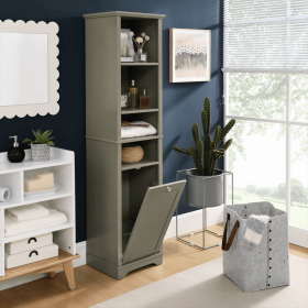 64 Inch High Bathroom Storage Cabinet For Small Space For Living Room, Bathroom, Home Office, Kitchen (Color: Grey)