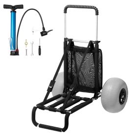 VEVOR Beach Dolly With Big Wheels For Sand, 29.9 X 15.4Cargo Deck, W12Balloon Wheels, 165LBS Loading Capacity Folding Sand Cart  27 To 44.7 Adjus (Color: Black)