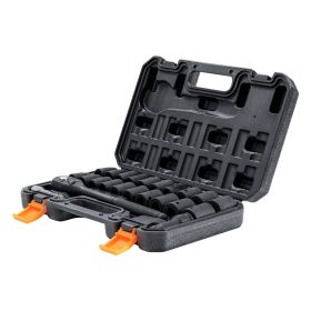 VEVOR Drive Impact Socket Set, 23 Piece Socket Set SAE 6 Point Cr-V Alloy Steel For Auto Repair With Ratchet Handle Rugged Construction Storage C (Color: Black)