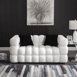 62.2length ,35.83 Deepth ,human Body Structure For USA People, Marshmallow Sofa,boucle Sofa ,White Color, 2 Seater (Color: White)