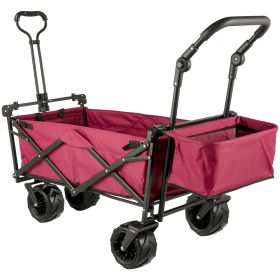 VEVOR Extra Large Collapsible Garden Cart With Removable Canopy, Folding Wagon Utility Carts With Wheels And Rear Storage, Wagon Cart For Garden, (Color: Red)