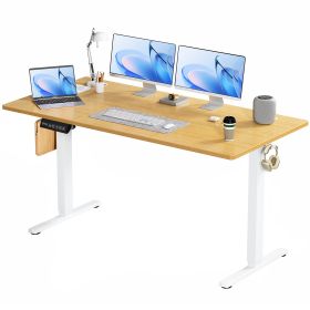 Electric Adjustable Height Standing Desk Sit To Stand Up Desk With Splice Board, Rising Home Office Computer Table With 2 Hook And Wire Hole For (Option: Yellow63x24)